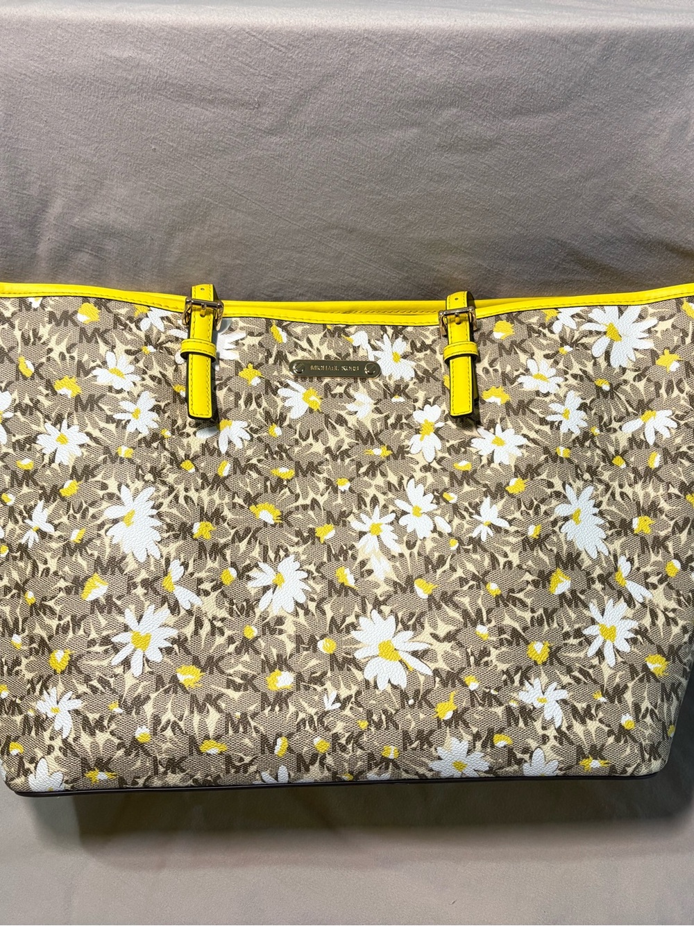 Michael Kors Floral Daisy Large Tote in Yellow and Brown